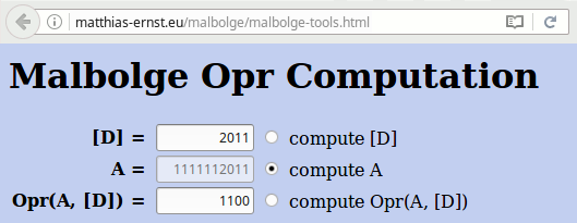 Ternary calculator: Opr(0t1111112011, 0t0000002011) = 0t0000001100